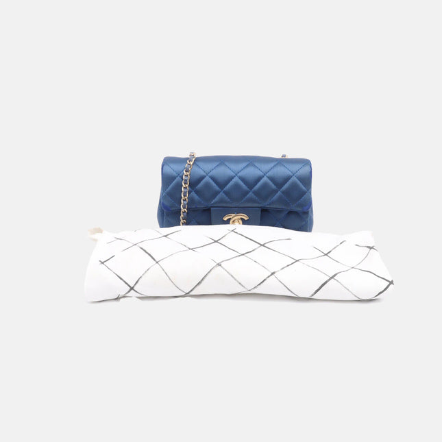 Sold Chanel Classic Flap 2013-2014 Blue Silk Satin Mini Crossbody Bag
