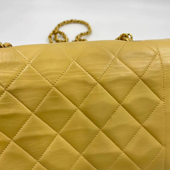 Chanel Diana CC Flap Bag Small Vintage Yellow Lambskin Leather with 24k Gold HW, 1991-1994