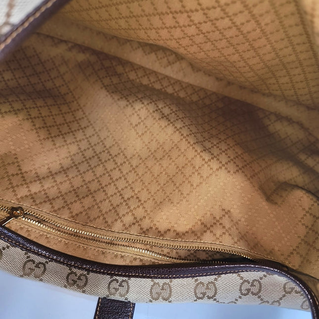 Sac porté épaule large Gucci Jackie 1961 camel avec bandoulière