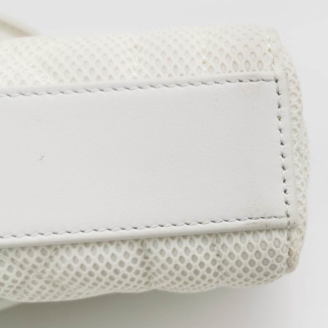 Sold Lady D-Joy Mini Handbag Microcannage Technical Fabric White with Two Straps