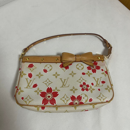 Louis Vuitton x Takashi Murakami Cherry Blossom Pochette Accessoire White Monogram-Luxbags