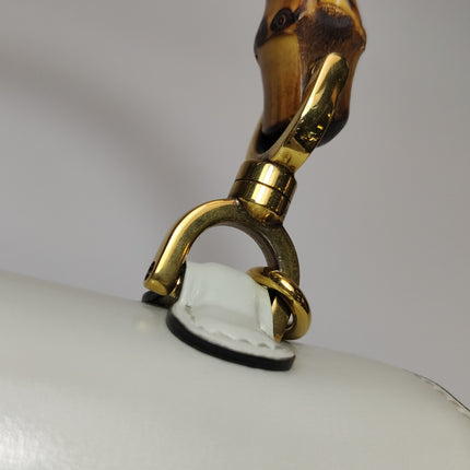 Gucci Bamboo 1947 Top Handle Bag Small White Box Leather Canvas Strap