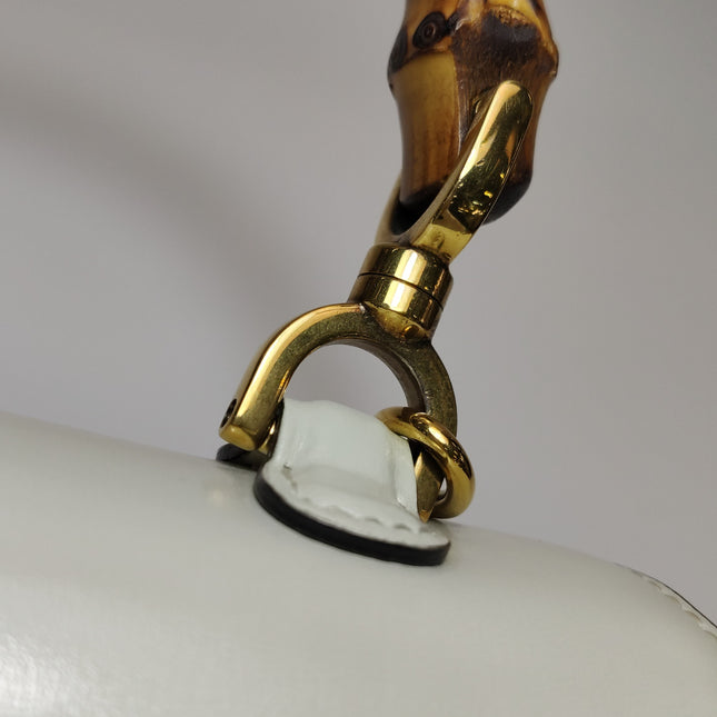 Gucci Bamboo 1947 Top Handle Bag Small White Box Leather Canvas Strap