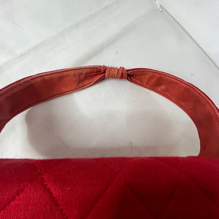 Chanel Mini Top Handle Bag Red Fabric Gold Hardware