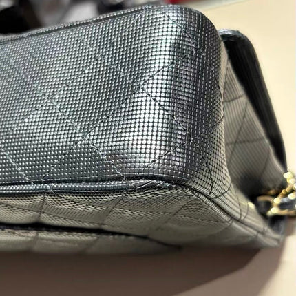 Chanel Classic Flap Medium 2016 Black Pixel Effect Calfskin Leather Gold Hardware