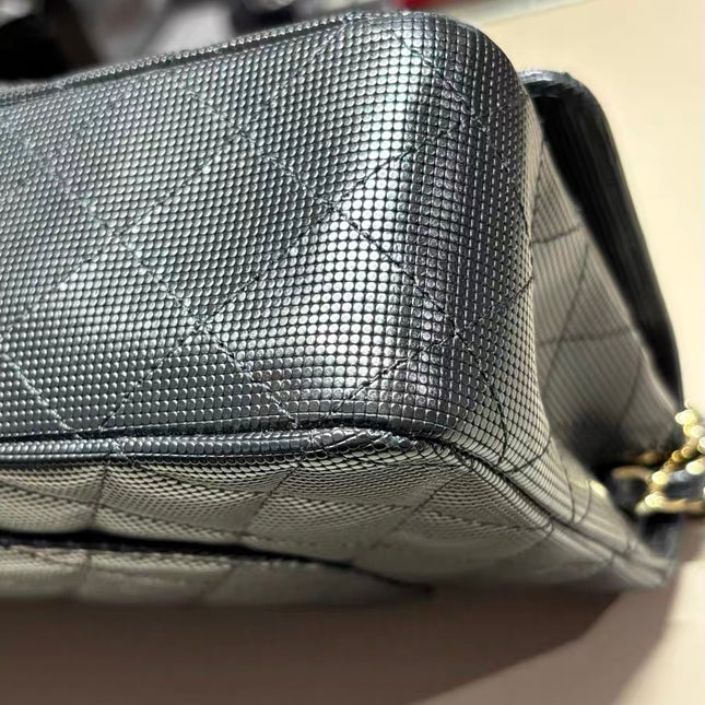 Chanel Classic Flap Medium 2016 Black Pixel Effect Calfskin Leather Gold Hardware