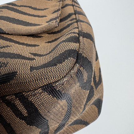 Fendi Mamma Baguette Brown Zebra Print Canvas Shoulder Bag