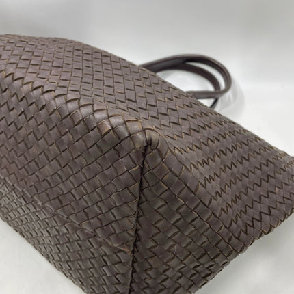 Bottega Veneta Cabat Tote Intreccio Leather Dark Chocolate Brown 40cm