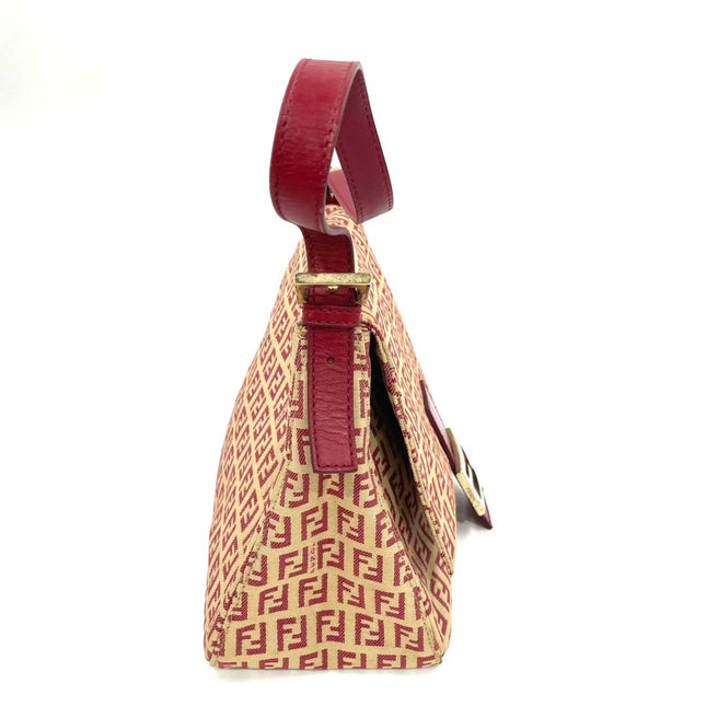 Fendi Mamma Baguette Red Classic Zucchino Monogram Shoulder Bag