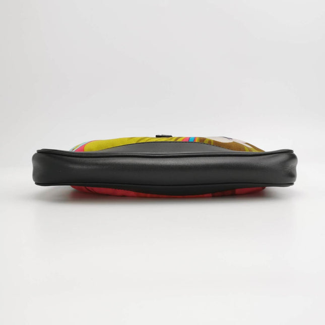 Gucci Jackie Vintage Mini Multicolor Floral Canvas Black Leather Shoulder Bag