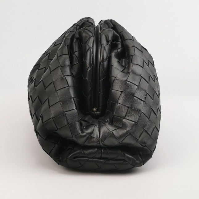 Bottega Veneta Pouch Large Intrecciato Black Calfskin Leather Clutch