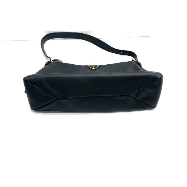 Prada Aimée Black Large Calfskin Leather Shoulder Bag