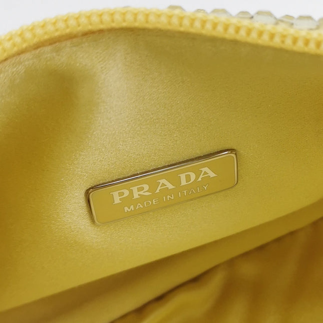 Prada Re-Edition 2000 Mini Yellow Glitter Nylon Shoulder Bag