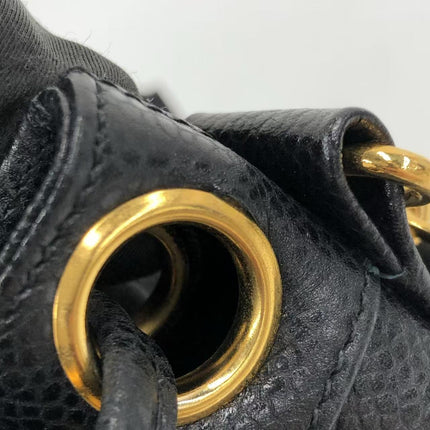 Chanel Vintage Mini Bucket Bag Black Caviar Leather Gold Logo, 1996-1997