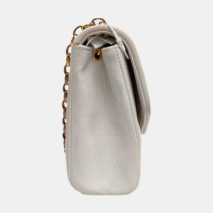 Chanel Diana CC Flap Bag Small Vintage White Lambskin Leather with 24k Gold HW, 1989-1991