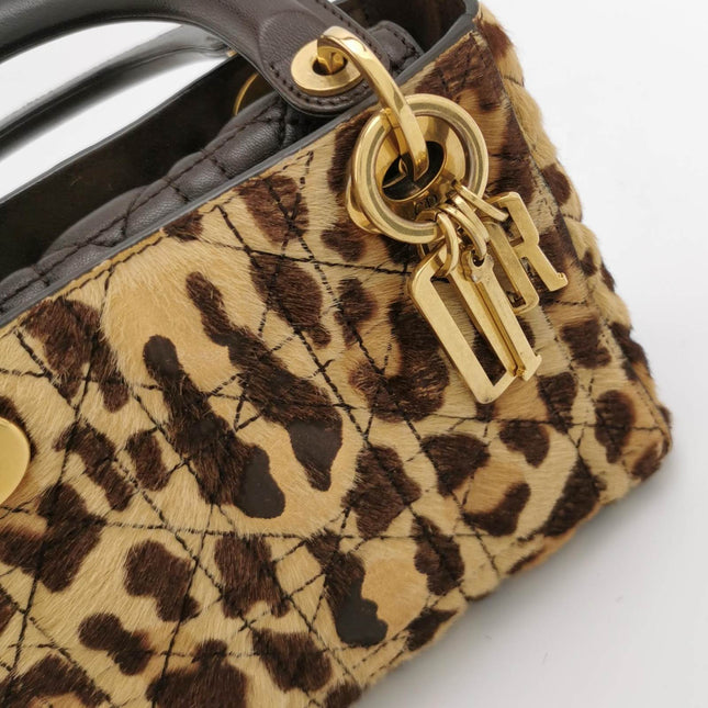 Sold Lady Dior Mini Handbag Pony-style Calfskin Leather Leopard Print
