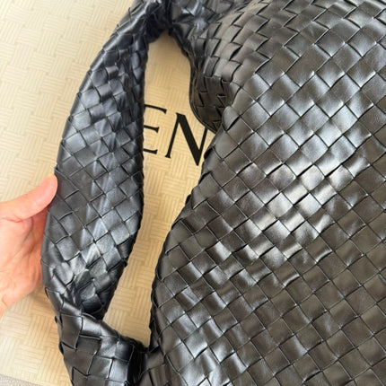 Bottega Veneta Hop Black Intrecciato Leather Maxi Hobo Bag 54cm