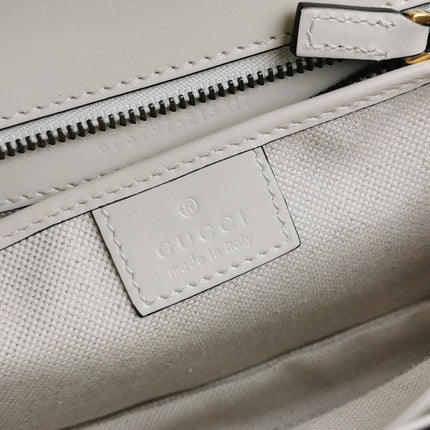 Gucci Bamboo 1947 Top Handle Bag Small White Box Leather Canvas Strap