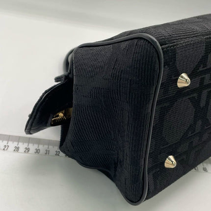 Christian Dior Macros Cannage Coating Canvas Handbag in Black