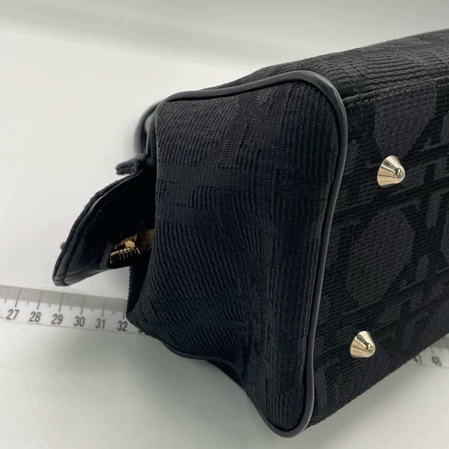 Christian Dior Macros Cannage Coating Canvas Handbag in Black