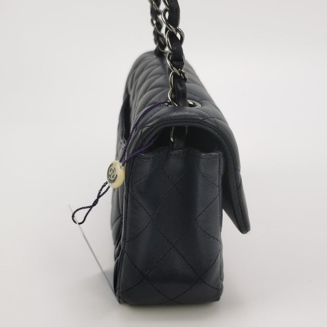 Chanel Classic Flap Mini 2014 Navy Lambskin Leather Silver Hardware