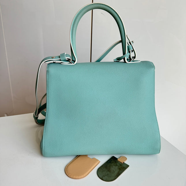 Delvaux Brilliant MM Medium Bright Tiffany Blue Calfskin Leather Crossbody Bag