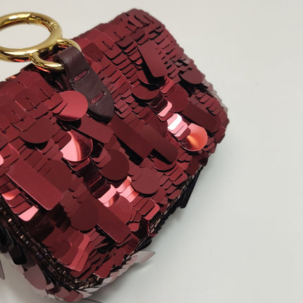 Fendi Nano Baguette Charm Red Sequins Satin Interior Chain Strap