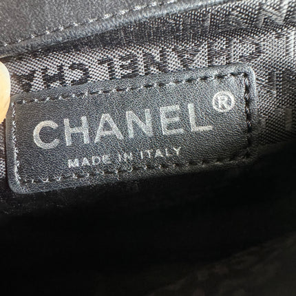 Chanel Extra Mini Flap Bag Black Satin Choco Bar Lipstick Mirror Crossbody, 2005