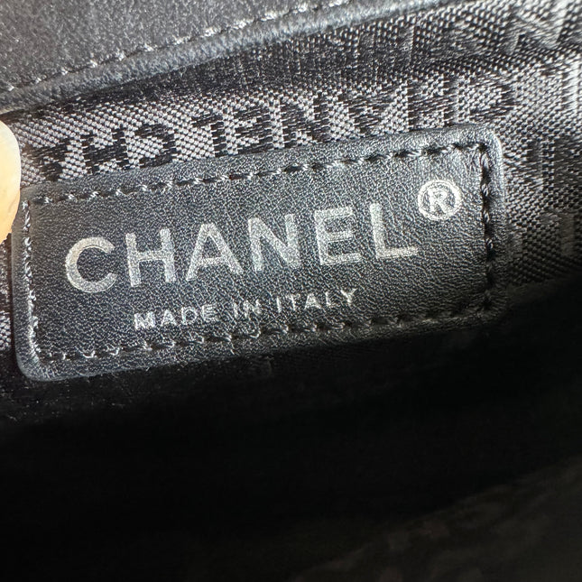 Chanel Extra Mini Flap Bag Black Satin Choco Bar Lipstick Mirror Crossbody, 2005