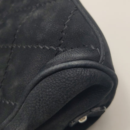 Chanel Nubuck Suede Darjeeling Flap Bag Ultimate Stitch Black Jumbo Bag