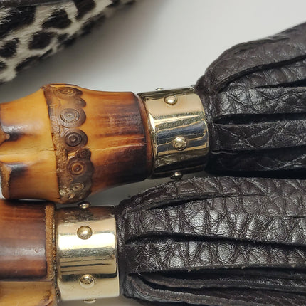 Gucci Jackie Vintage Large Leopard Print Pony-style Calfskin Brown Leather Shoulder Bag