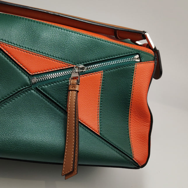 Loewe Puzzle Small Green Orange Stripes Crossbody Bag 2019