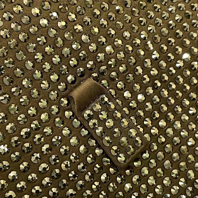 Yves Saint Laurent YSL Le 5 A 7 Hobo Mini Brown Silk Crystals Shoulder Bag