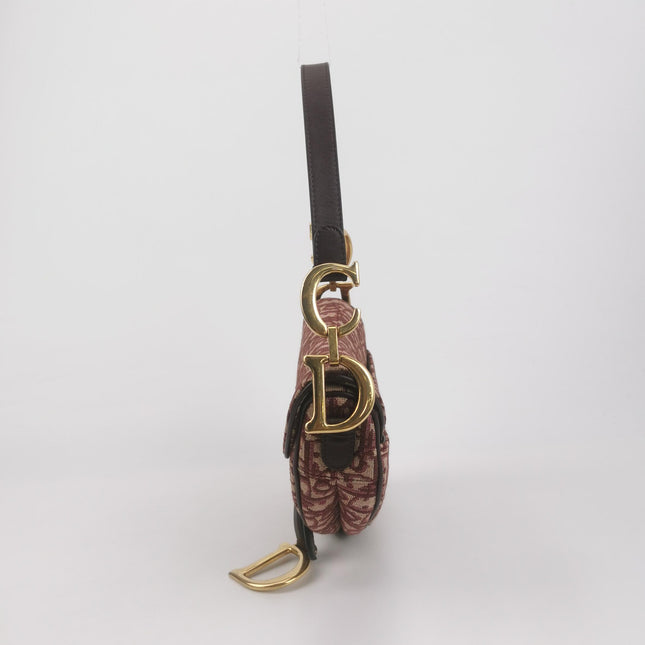 Dior Saddle Medium Burgundy Oblique Monogram Canvas with Strap