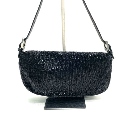 Fendi Baguette Vintage Black Glitter Beads Shoulder Bag
