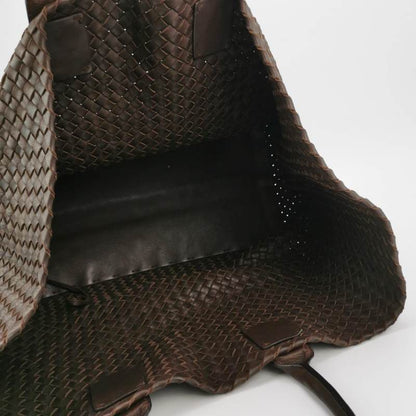 Bottega Veneta Cabat Tote Intreccio Leather Dark Chocolate Brown 42cm