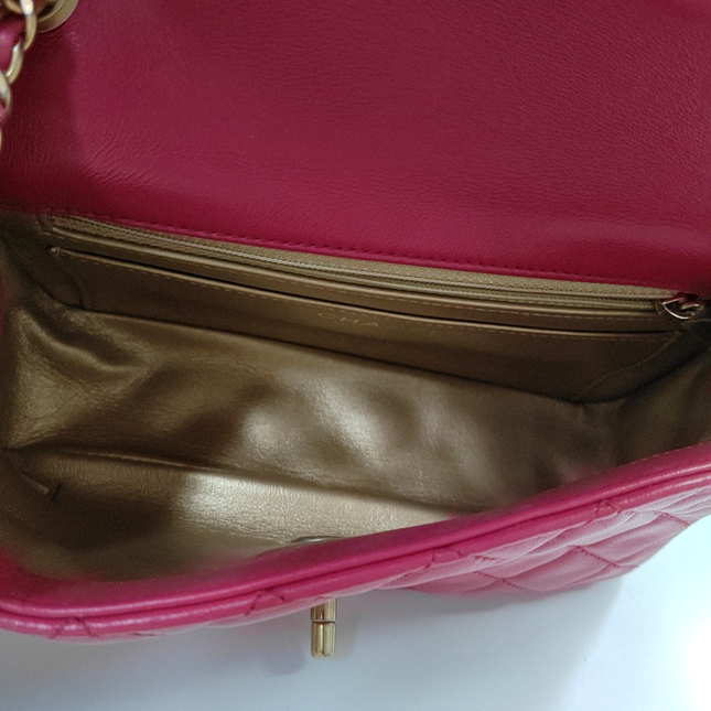 Chanel Classic Flap Rectangular Coco Crush Mini Rose Pink Lambskin Gold Hardware 2020