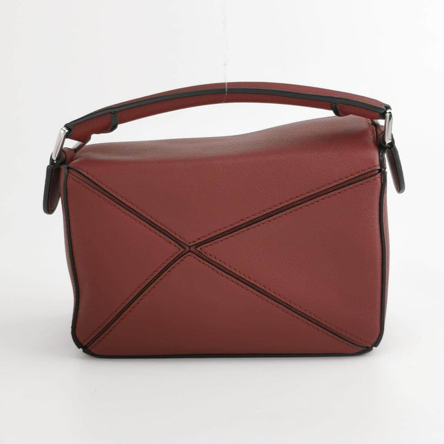 Sold Loewe Puzzle Mini Burgundy Calfskin Leather Crossbody Bag