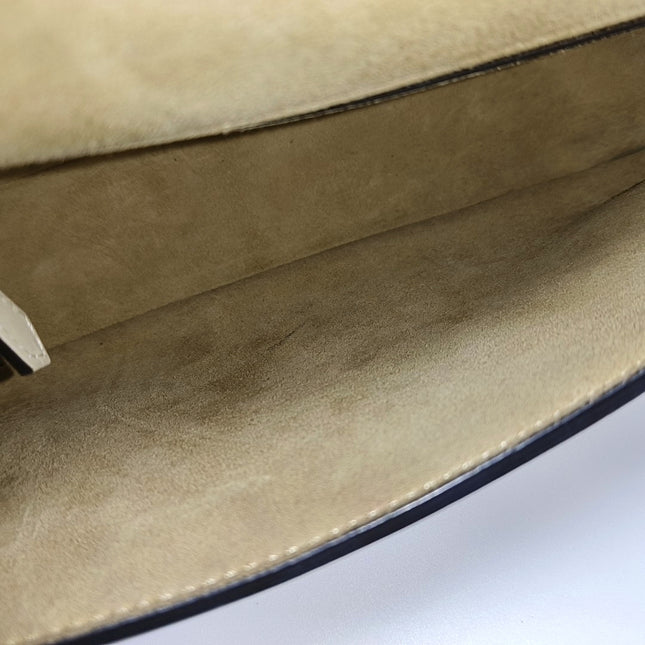 Fendi Baguette Selleria Medium White Calfskin Leather Gold Studs Crossbody Bag