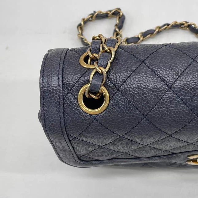 Chanel Paris Limited Small Navy Caviar Leather Gold Hardware 2015-16