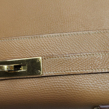 Hermes Kelly 28 Sellier Brown Gold Epsom Leather Gold Hardware 1985