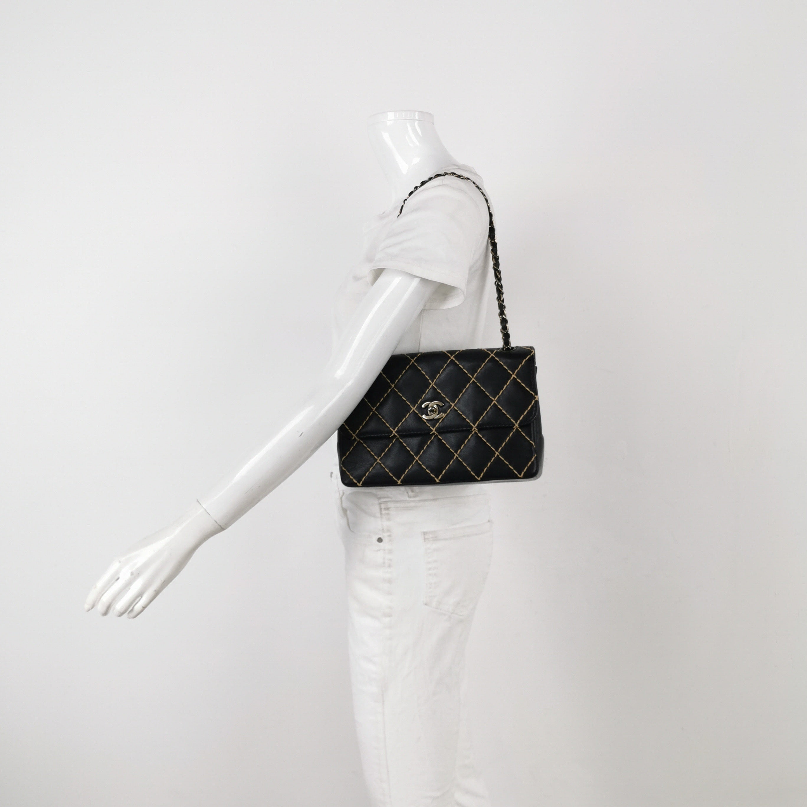 Chanel Wild Stitch Flap Black Leather with Stitching Detail 2000