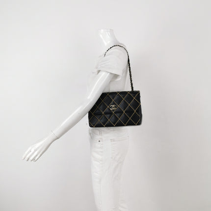 Chanel Wild Stitch Flap Black Leather with Stitching Detail 2000-2002