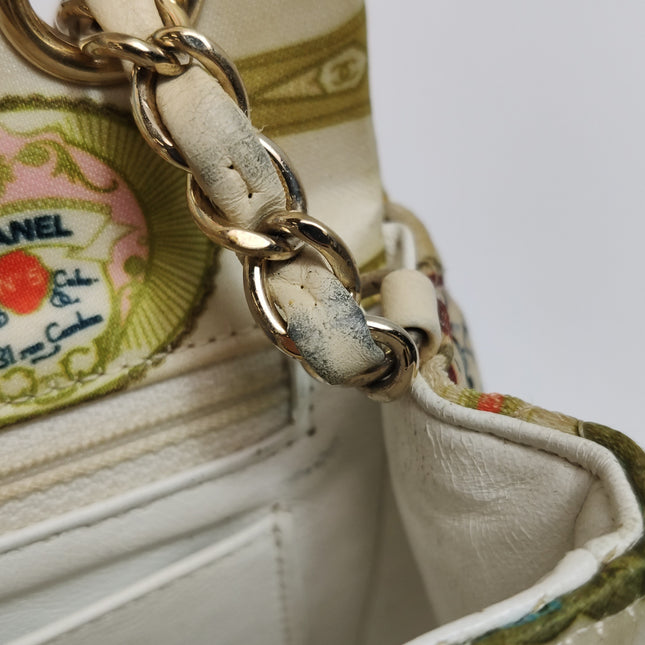 Chanel Classic Flap Mini Satin Paris Cuba Cigar Label Print Beige Multicolor, 2017