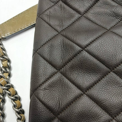 Chanel Coco Casual Flap Bag Quilted Caviar Large Brown Leather