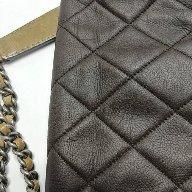 Chanel Coco Casual Flap Bag Quilted Caviar Large Brown Leather