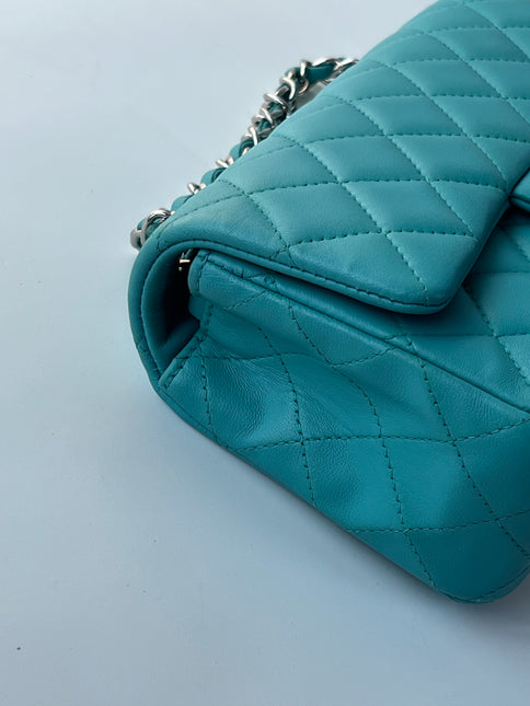 Chanel Classic Flap Mini Turquoise Blue Lambskin Leather Gold Hardware 2014