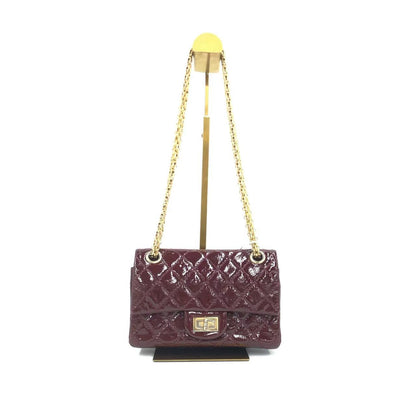 Chanel 2.55 Mini Reissue Quilted Burgundy Patent Leather Double Flap Gold HW