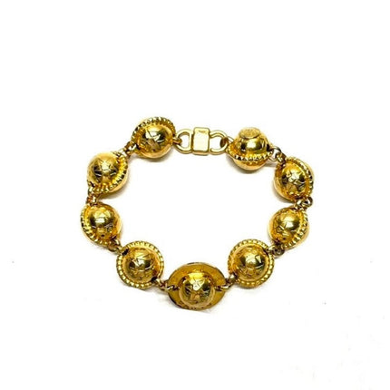 Celine 1990s Gold-tone Triomphe Planet Link Charm Bracelet