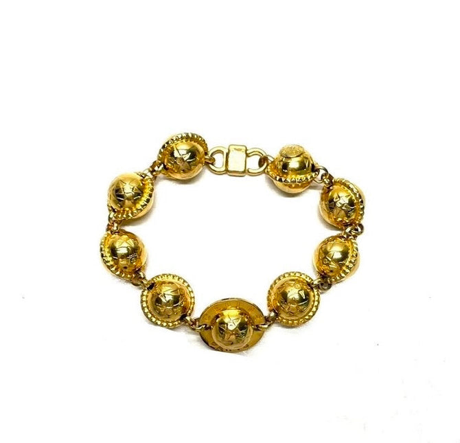 Celine 1990s Gold-tone Triomphe Planet Link Charm Bracelet